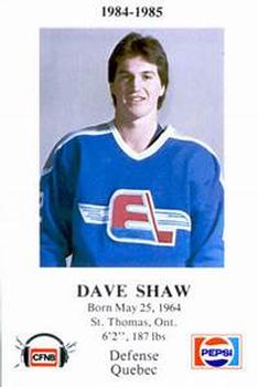 1984-85 Fredericton Express (AHL) Police #2 David Shaw Front