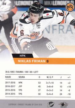 2018-19 Cardset Finland #014 Niklas Friman Back