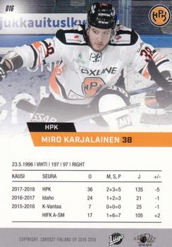 2018-19 Cardset Finland #016 Miro Karjalainen Back