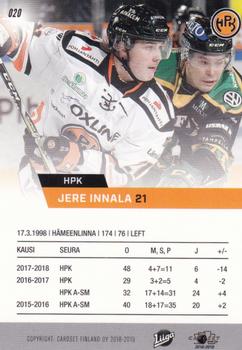 2018-19 Cardset Finland #020 Jere Innala Back