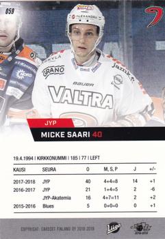2018-19 Cardset Finland #059 Micke Saari Back