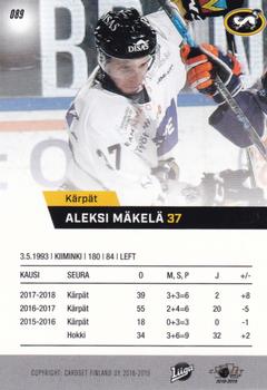 2018-19 Cardset Finland #089 Aleksi Mäkelä Back