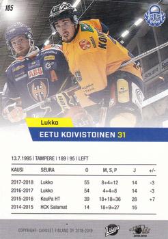 2018-19 Cardset Finland #105 Eetu Koivistoinen Back