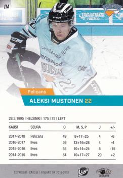 2018-19 Cardset Finland #114 Aleksi Mustonen Back