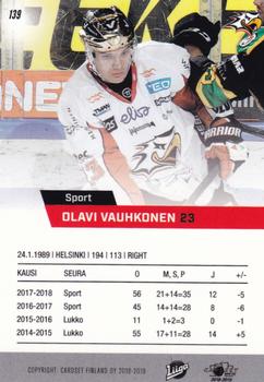 2018-19 Cardset Finland #139 Olavi Vauhkonen Back