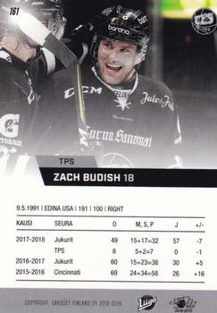 2018-19 Cardset Finland #161 Zach Budish Back