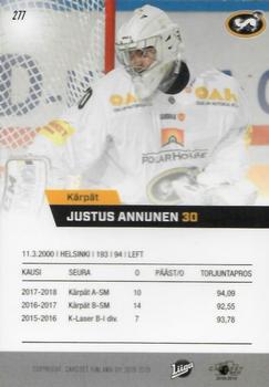 2018-19 Cardset Finland #277 Justus Annunen Back