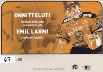 2018-19 Cardset Finland - Patch Series 1 Exchange #NNO Emil Larmi Back