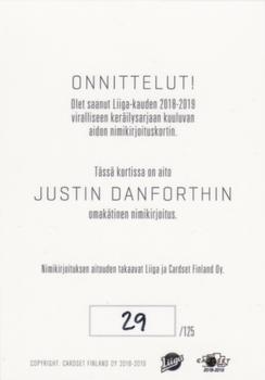 2018-19 Cardset Finland - Signature #NNO Justin Danforth Back