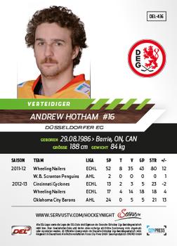 2013-14 Playercards Premium Serie Update (DEL) #436 Andrew Hotham Back