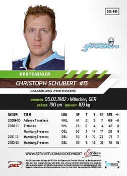2013-14 Playercards Premium Serie Update (DEL) #449 Christoph Schubert Back