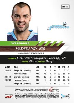 2013-14 Playercards Premium Serie Update (DEL) #455 Mathieu Roy Back
