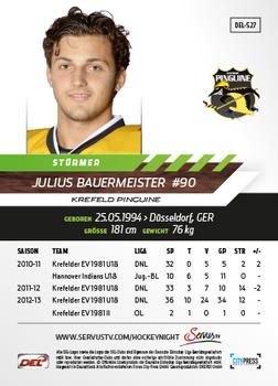 2013-14 Playercards Premium Serie Update (DEL) #527 Julius Bauermeister Back