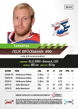 2013-14 Playercards Premium Serie Update (DEL) #533 Felix Bruckmann Back