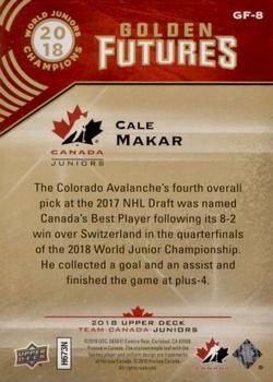 2018 Upper Deck Team Canada Juniors - Golden Futures #GF-8 Cale Makar Back