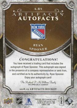 2018-19 Upper Deck Artifacts - Auto Facts #A-RS Ryan Spooner Back