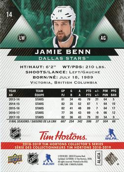2018-19 Upper Deck Tim Hortons #14 Jamie Benn Back