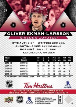 2018-19 Upper Deck Tim Hortons #23 Oliver Ekman-Larsson Back