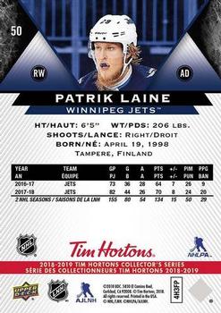 2018-19 Upper Deck Tim Hortons #50 Patrik Laine Back
