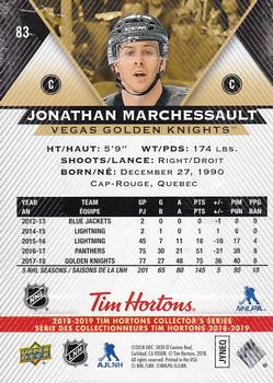 2018-19 Upper Deck Tim Hortons #83 Jonathan Marchessault Back