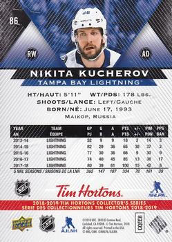 2018-19 Upper Deck Tim Hortons #86 Nikita Kucherov Back