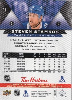 2018-19 Upper Deck Tim Hortons #91 Steven Stamkos Back