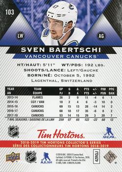 2018-19 Upper Deck Tim Hortons #103 Sven Baertschi Back