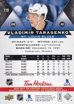 2018-19 Upper Deck Tim Hortons #110 Vladimir Tarasenko Back