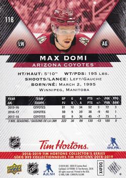 2018-19 Upper Deck Tim Hortons #118 Max Domi Back