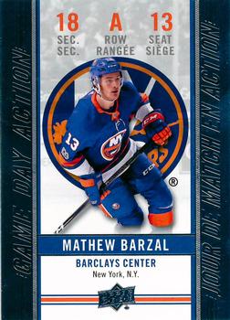 2018-19 Upper Deck Tim Hortons - Game Day Action #GDA-13 Mathew Barzal Front