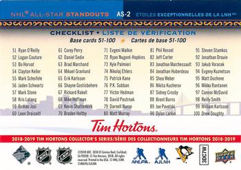 2018-19 Upper Deck Tim Hortons - NHL All-Star Standouts #AS-2 Sidney Crosby Back