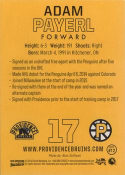 2017-18 Choice Providence Bruins (AHL) #12 Adam Payerl Back