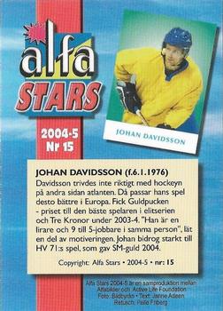 2004-05 Swedish Alfabilder Alfa Stars #15 Johan Davidsson Back