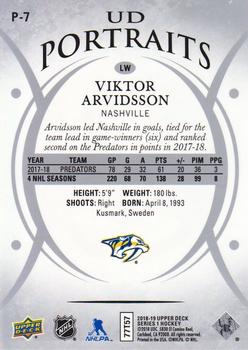 2018-19 Upper Deck - UD Portraits #P-7 Viktor Arvidsson Back