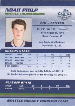 2018-19 Booster Club Seattle Thunderbirds (WHL) #NNO Noah Philp Back