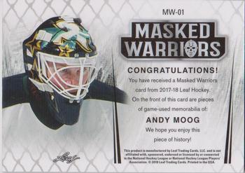 2017-18 Leaf - Masked Warrior Six Relics #MW-01 Andy Moog Back