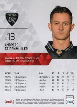 2017-18 Playercards (DEL2) #52 Andreas Geigenmuller Back