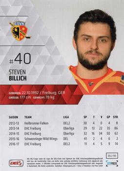 2017-18 Playercards (DEL2) #190 Steven Billich Back