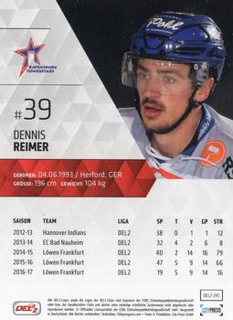 2017-18 Playercards (DEL2) #245 Dennis Reimer Back