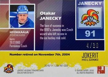 2016-17 Sereal Jokerit Helsinki - Retired Numbers Blue #JOK-RET-005 Otakar Janecky Back