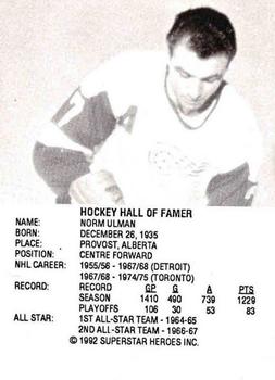 1992-93 SuperStar Heroes Hall of Fame (Unlicensed) #NNO Norm Ullman Back