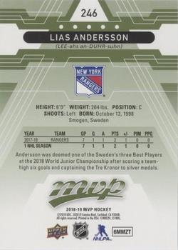 2018-19 Upper Deck MVP - Green Script #246 Lias Andersson Back