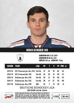 2018-19 Playercards Update (DEL) #454 Nino Kinder Back