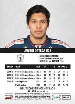 2018-19 Playercards Update (DEL) #456 Austin Ortega Back