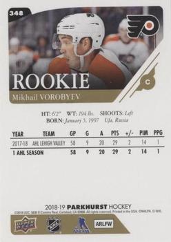 2018-19 Parkhurst #348 Mikhail Vorobyev Back