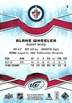 2018-19 Upper Deck Ice #8 Blake Wheeler Back