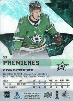 2018-19 Upper Deck Ice #53 Gavin Bayreuther Back