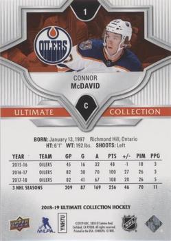 2018-19 Upper Deck Ultimate Collection #1 Connor McDavid Back