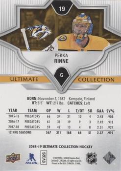 2018-19 Upper Deck Ultimate Collection #19 Pekka Rinne Back