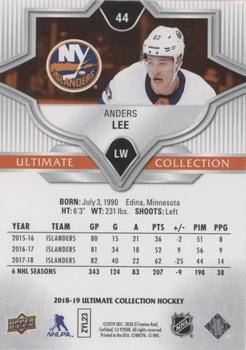 2018-19 Upper Deck Ultimate Collection #44 Anders Lee Back